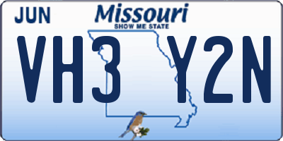 MO license plate VH3Y2N