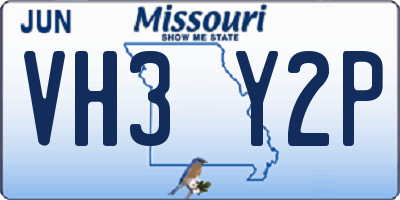MO license plate VH3Y2P