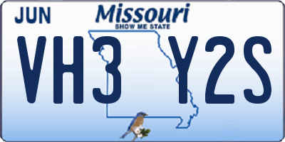 MO license plate VH3Y2S