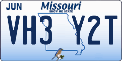 MO license plate VH3Y2T