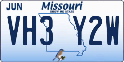 MO license plate VH3Y2W