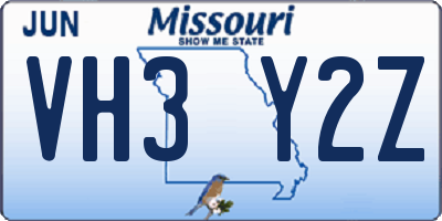 MO license plate VH3Y2Z