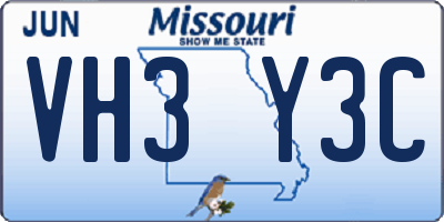 MO license plate VH3Y3C