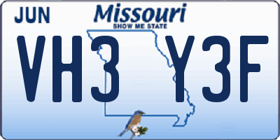 MO license plate VH3Y3F