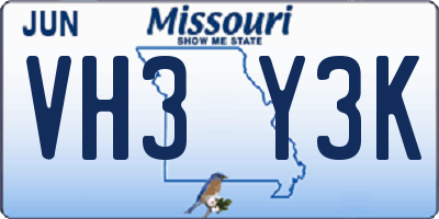 MO license plate VH3Y3K