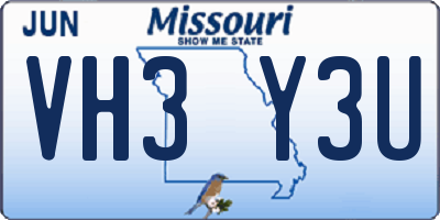 MO license plate VH3Y3U