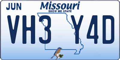 MO license plate VH3Y4D