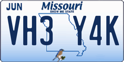 MO license plate VH3Y4K