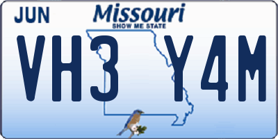 MO license plate VH3Y4M