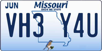 MO license plate VH3Y4U