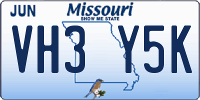 MO license plate VH3Y5K