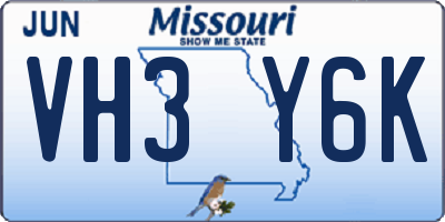 MO license plate VH3Y6K