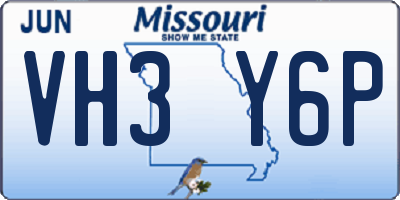 MO license plate VH3Y6P