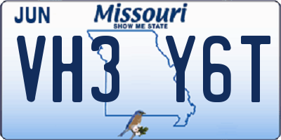 MO license plate VH3Y6T