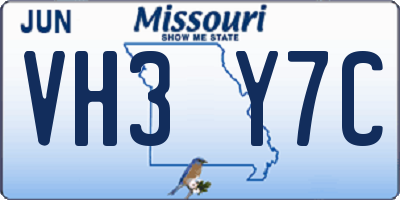 MO license plate VH3Y7C