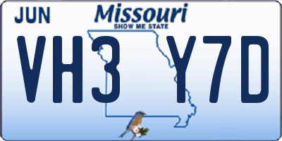 MO license plate VH3Y7D