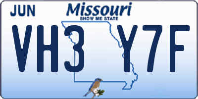 MO license plate VH3Y7F