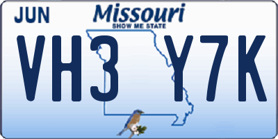 MO license plate VH3Y7K
