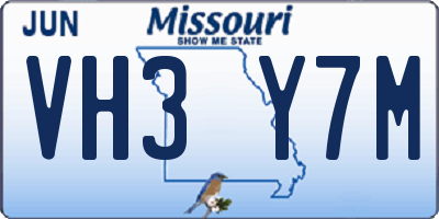 MO license plate VH3Y7M