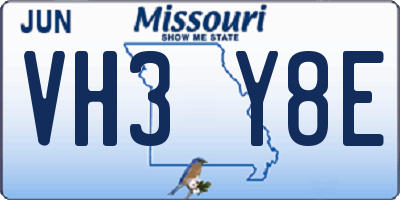 MO license plate VH3Y8E