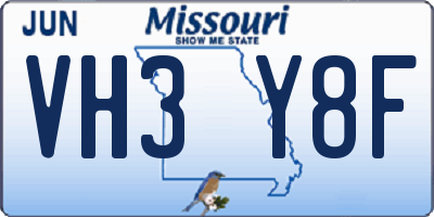MO license plate VH3Y8F