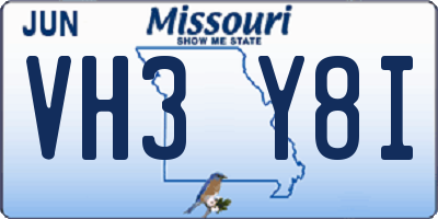 MO license plate VH3Y8I