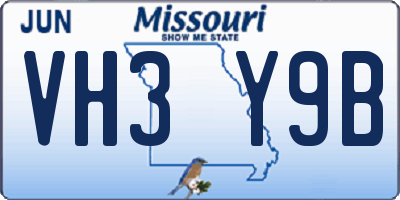 MO license plate VH3Y9B