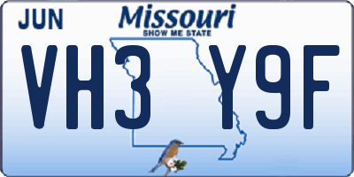 MO license plate VH3Y9F