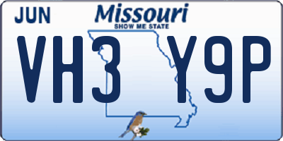 MO license plate VH3Y9P
