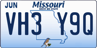MO license plate VH3Y9Q