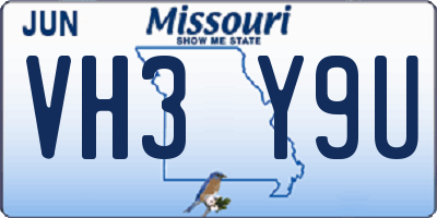 MO license plate VH3Y9U