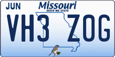 MO license plate VH3Z0G