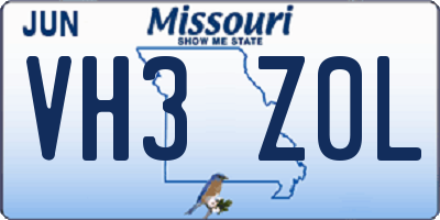 MO license plate VH3Z0L
