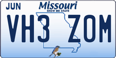 MO license plate VH3Z0M