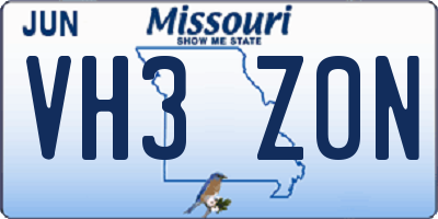 MO license plate VH3Z0N