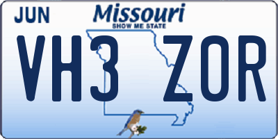 MO license plate VH3Z0R