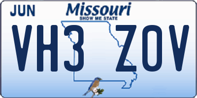 MO license plate VH3Z0V