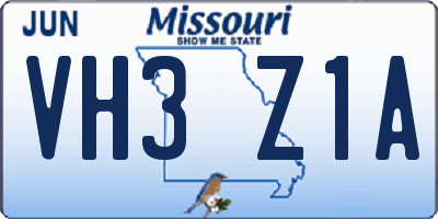 MO license plate VH3Z1A