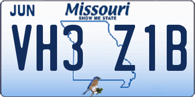 MO license plate VH3Z1B