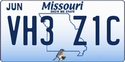 MO license plate VH3Z1C