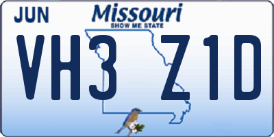 MO license plate VH3Z1D