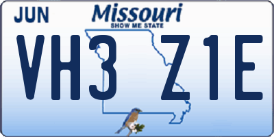 MO license plate VH3Z1E