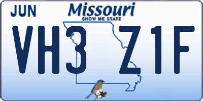 MO license plate VH3Z1F