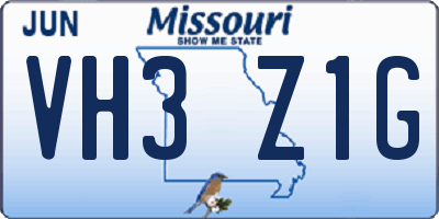 MO license plate VH3Z1G