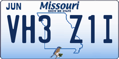MO license plate VH3Z1I