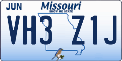 MO license plate VH3Z1J