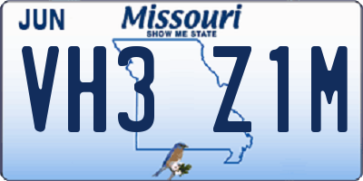 MO license plate VH3Z1M