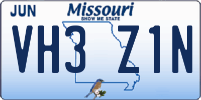 MO license plate VH3Z1N