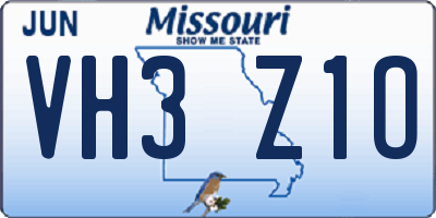 MO license plate VH3Z1O