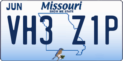 MO license plate VH3Z1P